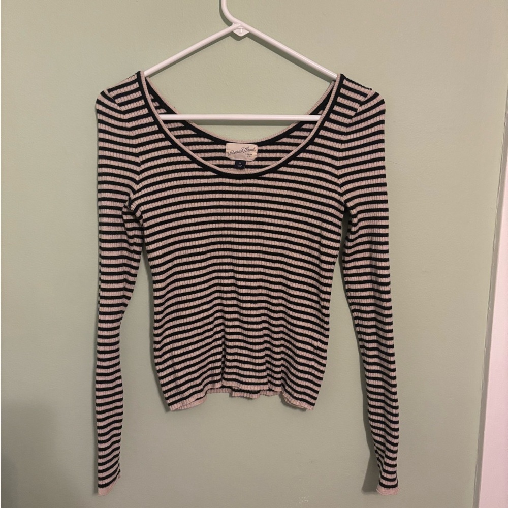 Universal Thread Black and White Striped Long Sleeve Top Size M